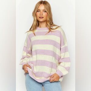 Beginning boutique striped purple sweater
